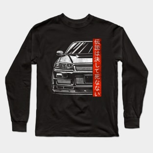 R34 GTR Skyline JDM Legends Never Die Tuning Car Long Sleeve T-Shirt